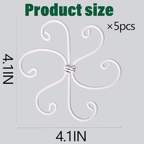 5PCS Monstera Plant Support Hook White 4.1 * 4.1 Inch – Set of 5 Durable Metal Stem Stabilizer Clips & Soft Grip Leaf Holders for Healthy Growth of Monstera & Fishbone Cactus
