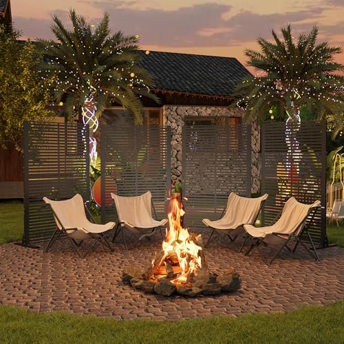 garvee 6x4ft outdoor metal privacy screen louvered decorative, view 9