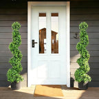 3ft artificial spiral topiary trees, realistic boxwood trees on a desk or shelf