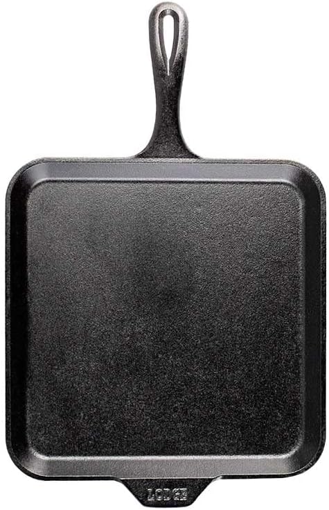 Lodge Seasoned Cast Iron Square Griddle - 11 Inches - Durable Pan - Cast Iron Cookware for Pancakes, Eggs, Bacon & Grilling Favorites (Pack of 3)