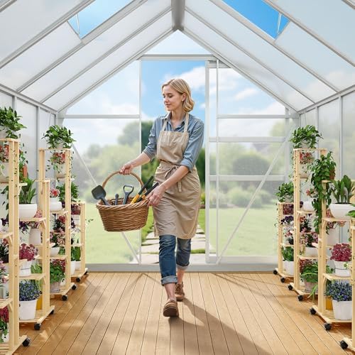 yitahome 12x6ft polycarbonate greenhouse large heavy duty green on a desk or shelf