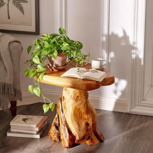 cedar wood stump mushroom stool live edge side showing dimensions