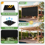 90% outdoor sun shade cloth, 10'×14' pergola shade showing dimensions