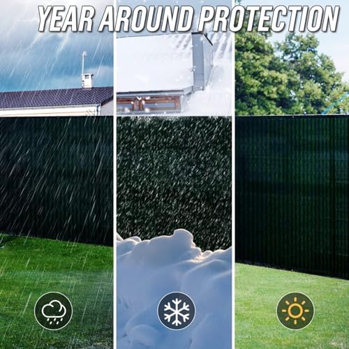 5' x 50' gray fence privacy screen commercial showing dimensions