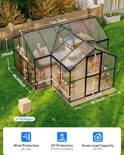 12x12 ft t-shape greenhouses, polycarbonate green house with shown in use