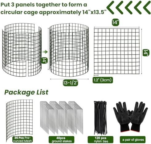 hacaroa 12 pack wire plant protectors from animals shown in use