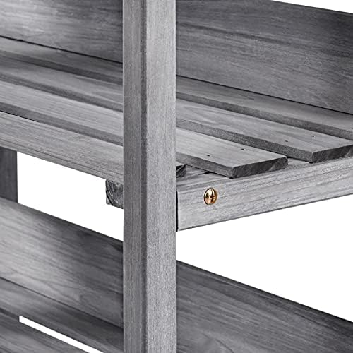 yaheetech potting bench outdoor console table w/3-tier storage,gray, view 10