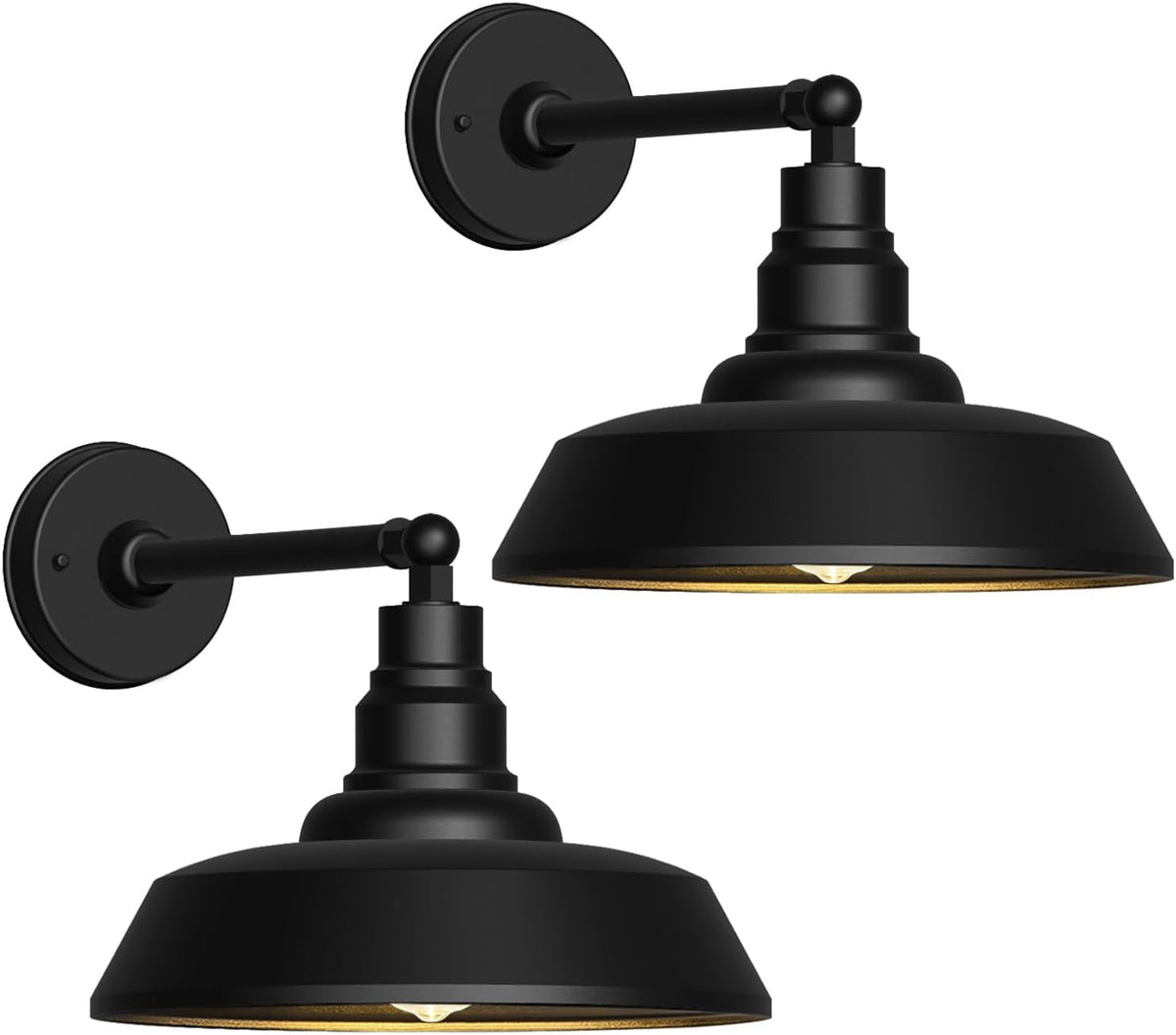 12" outdoor gooseneck barn lights, black farmhouse wall, main product view