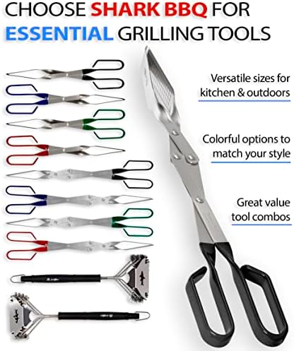 Grill Tongs - 17 inch Black. Professional steak grilling utensil. Long reach Barbeque Grilling Tongs. Ideal for steak, fish, burger, and sausage