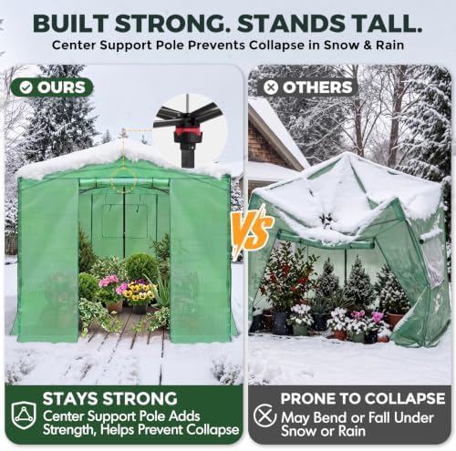 eagle peak 12x8 portable walk-in greenhouse, pop-up indoor, side view