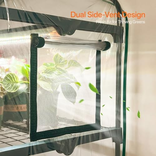 bstrip indoor greenhouse with grow light, 5-tier large, close-up detail
