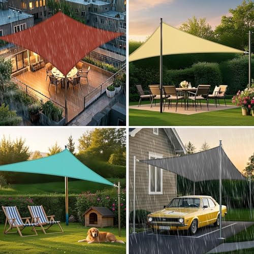 artpuch 8'x10' waterproof sun shade sail rectangle turquoise, side view