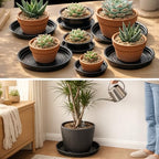 20 packs 20 inches extra-large black plant saucers, front angle view