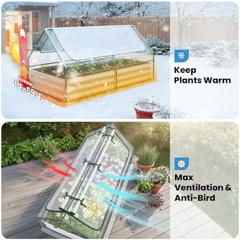 quictent 6x3x1ft galvanized raised garden bed with cover, close-up detail