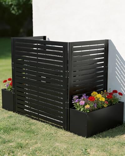 foowin air conditioner fence, 3 panels metal privacy, close-up detail