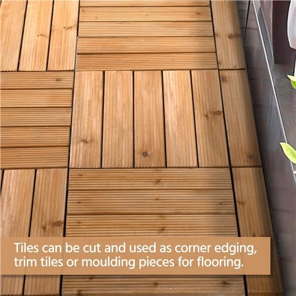 yaheetech 27pcs interlocking deck tiles outdoor patio floor, front angle view