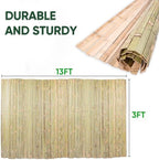 jollybower 3ft x 13ft natural bamboo slat fence, front angle view