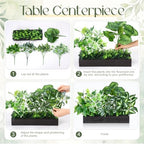 canlierr artificial greenery plants arrangement in rectangular wooden, close-up detail