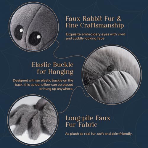 phantoscope halloween spider shaped throw pillow, faux fur shown in use