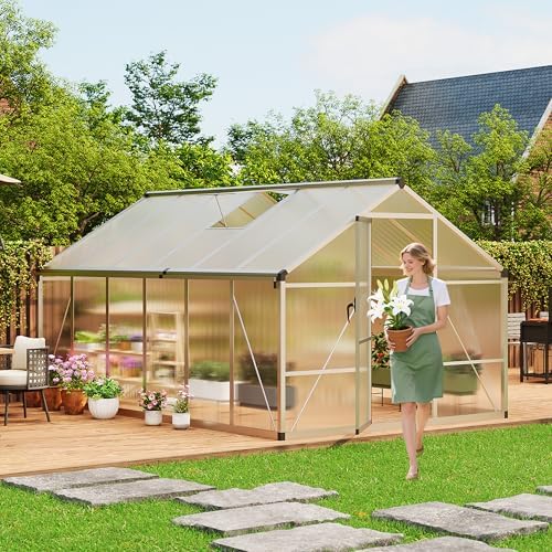 idealhouse 8×10 ft greenhouse, large walk in greenhouses, front angle view