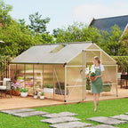 idealhouse 8×10 ft greenhouse, large walk in greenhouses, front angle view
