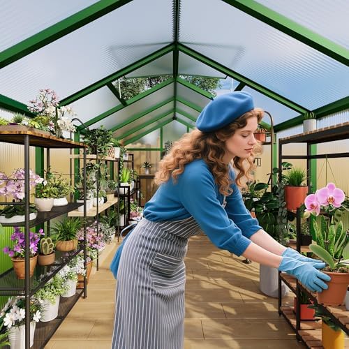 12 ft greenhouse, outdoor sliding door, polycarbonate greenhouse, side view
