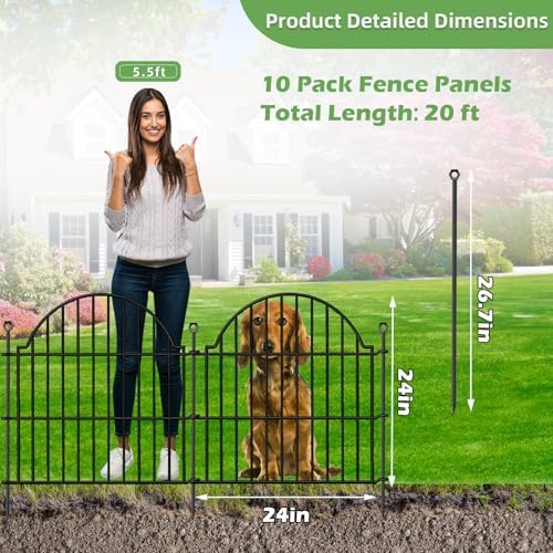 10 panels no dig decorative outdoor garden fence shown in use