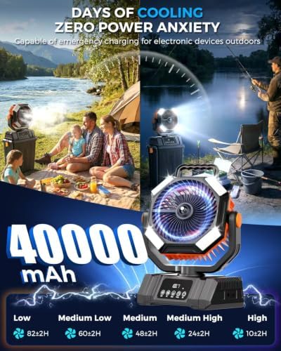 40000mah misting fans for outside, 15l large tank, side view