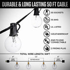 goothy 50ft outdoor globe string lights, g40 patio, view 9