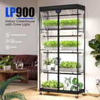 barrina lp900 indoor greenhouse with grow light, 5 shown in use
