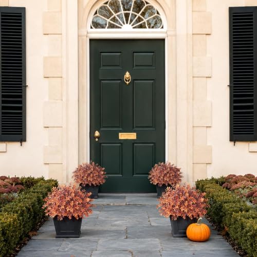 artificial fall boxwood topiary ball tree for front, close-up detail