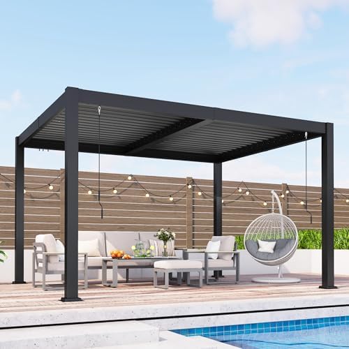 pergola 10'x12' with adjustable roof & thick aluminum, view 9