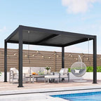 pergola 10'x12' with adjustable roof & thick aluminum, view 9