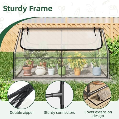 superlele 6x3x3ft mini greenhouse with 2 large zipper, side view