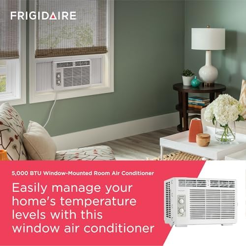 frigidaire 5,000 btu window-mounted air conditioner, cools up shown in use