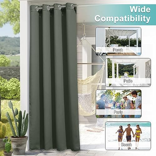 nicetown 2 panels greyish green outdoor curtains for showing dimensions