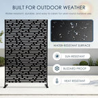 kozyard metal privacy screen 74" h x 47.2" showing dimensions