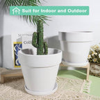 vensovo 6 inch white terracotta & clay pots, side view