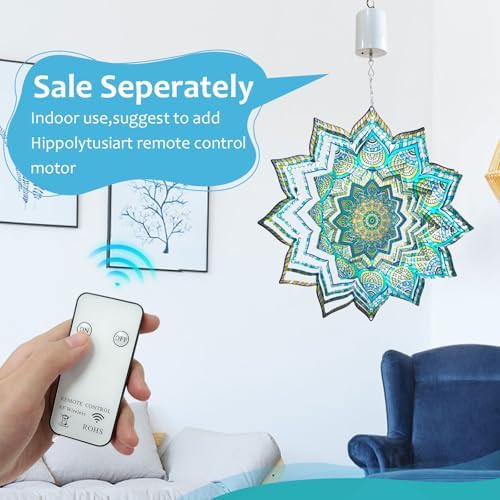 Wind Spinner Mandala Peacock Flower,12In Stainless Steel Wind Spinners Outdoor,3D Yard Art Decorations,Hanging Kinetic Sculptures,Garden Decor,Gifts for Women,Mother,Men,Father,Holidays