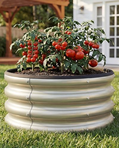 round galvanized raised garden bed kit, 3 pcs, package contents