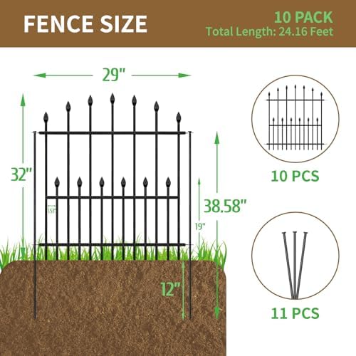 decorative garden fence - 32in(h) x 24.16ft(l) heavy shown in use