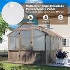 mupater 8' x 12' outdoors walk-in greenhouse, wood, side view