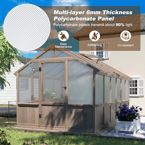 yardenaler 8x12 ft greenhouse kit with 6mm thick, side view