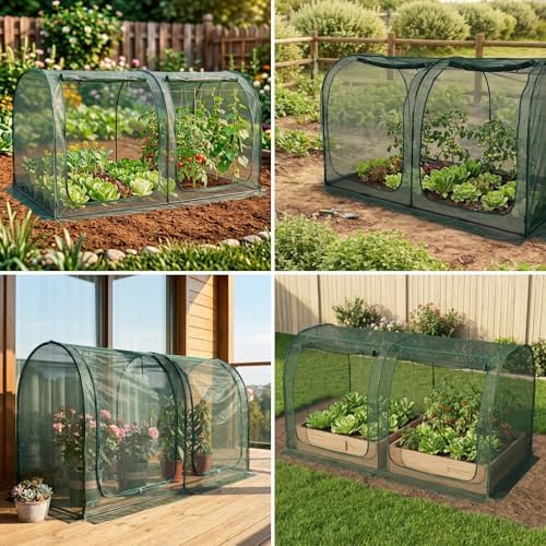 crop cage for garden,98"x49"x49" tunnel plant netting cover on a desk or shelf