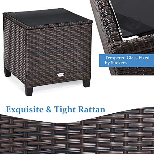 tangkula 3 pieces patio furniture set, pe rattan, front angle view