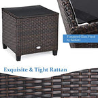 tangkula 3 pieces patio furniture set, pe rattan, front angle view
