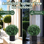 enven set of 2 artificial boxwood topiary trees, front angle view