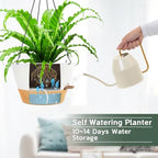 zmtech large 12inch self watering hanging planter, water, close-up detail