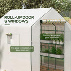 outsunny 4.6' x 4.7' portable greenhouse walk-in water/uv showing dimensions