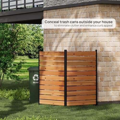 wood privacy fence screen outdoor privacy panels ac shown in use